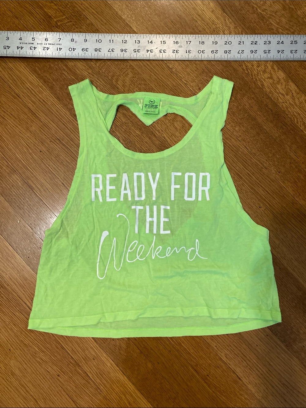 PINK Victoria's Secret Neon Lime Graphic Racerback Tank